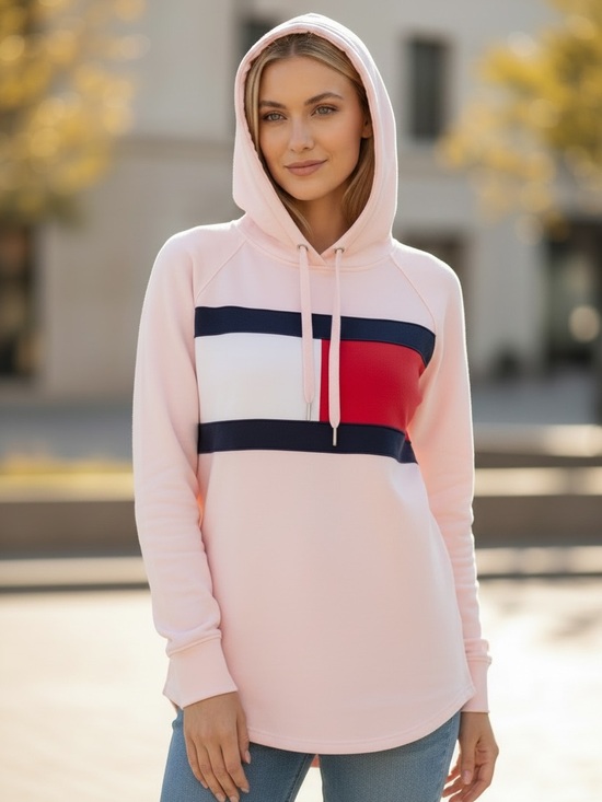 Tommy Hilfiger Sport Tops - TOMMY HILFIGER SPORT CASUAL ATHLEISURE PINK LIGHTWEIGHT HOODIE TOP SZ SMALL NWT